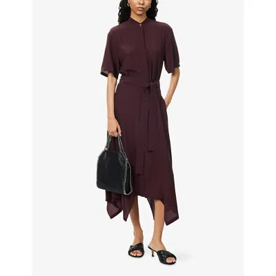 Stella Mccartney Womens Iconic Silk Midi Dress Raisin In Red
