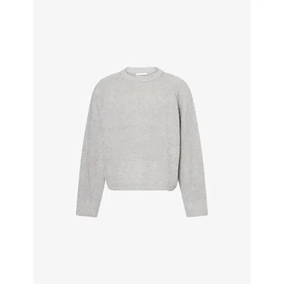 The Couture Club Mens Boucle Raglan-sleeve Knitted Jumper Greymarl In Gray