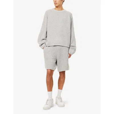 The Couture Club Mens Boucle Raglan-sleeve Knitted Jumper Greymarl In Gray