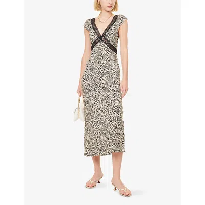 Rixo London Womens Iggy Leopard-print Woven Midi Dress Sun Leo Tan