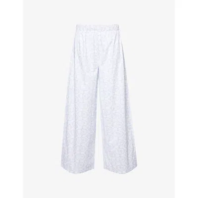 Lounge Womens Floral-print Cotton Pyjama Bottoms Blue Xs