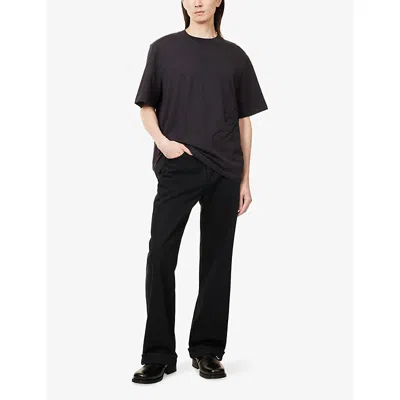 Jacquemus Mens Dark Navy Logo-embroidered Cotton T-shirt In Purple