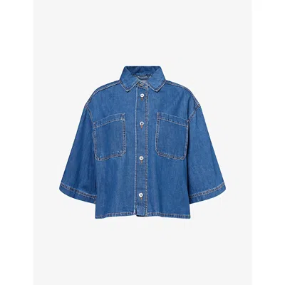 Weekend Max Mara Omens Enza Short-sleeves Denim Shirt Navy