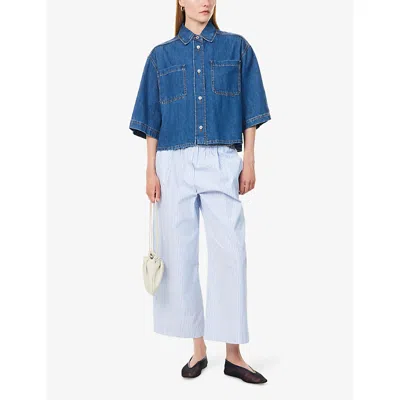 Weekend Max Mara Omens Enza Short-sleeves Denim Shirt Navy