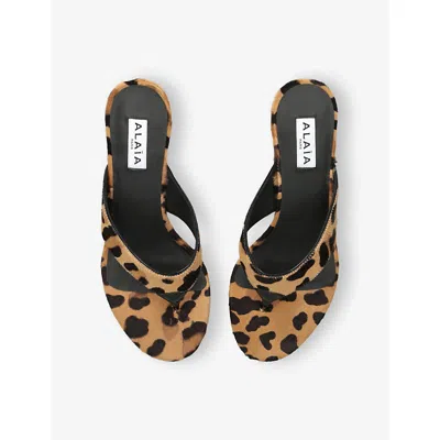 Alaïa Tong 55 Leopard-print Calf Hair Sandals