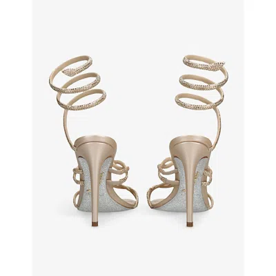 René Caovilla Womens Cleo Twist 105 Crystal-embellished Leather Heeled Sandals Beige Eur 40 / 7 Uk