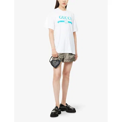 Gucci Womens Brand-print Relaxed-fit Cotton-jersey T-shirt White Mc In White