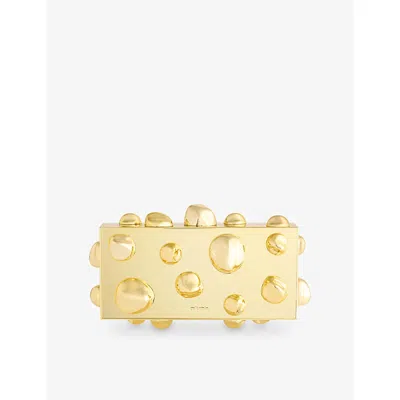Cult Gaia Womens Orbs Metal Clutch Shiny Gold