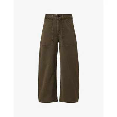 Citizens Of Humanity Womens Ayla Cargo Crop-leg Cotton Trousers Dark Olive (dk Green)