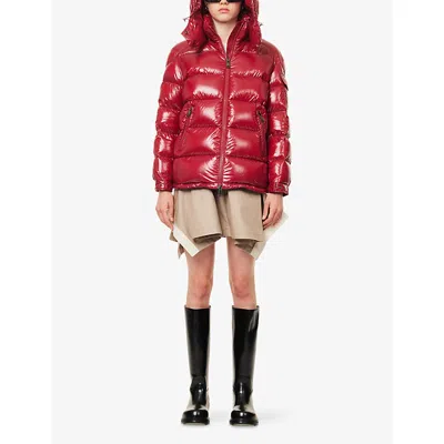 Moncler Ruby Red Down Jacket In Lacquered Nylon Women In Red