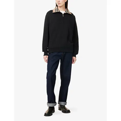 Burberry Mens Logo-embroidered Funnel-neck Cotton Sweatshirt Black Xl In Black