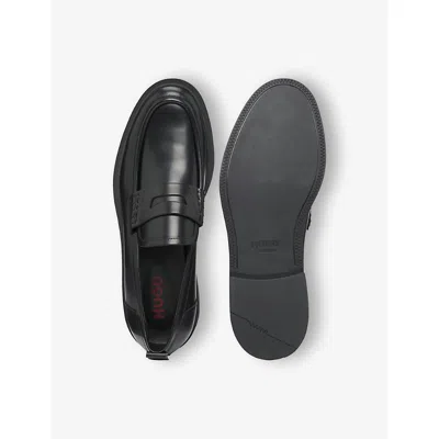 Hugo Boss Brown Tumbled Leather Penny Loafers In Brown