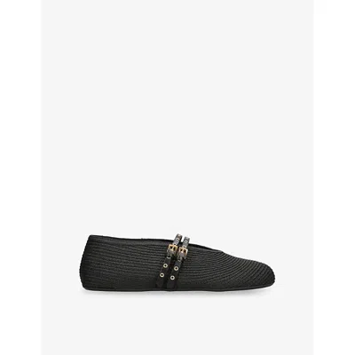Alaïa Raffia And Leather Ballet Flats