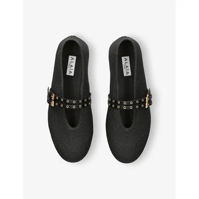 Alaïa Raffia And Leather Ballet Flats
