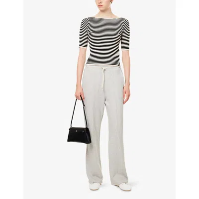 Weekend Max Mara Omens Waser Stripe-pattern Stretch-knit Top Beige In Black
