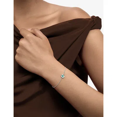 Monica Vinader Womens May Birthstone 925 Sterling-silver And Emerald Chain Bracelet