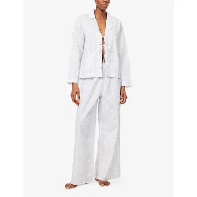Lounge Underwear Womens Floral Cotton Pyjama Shirt Blue