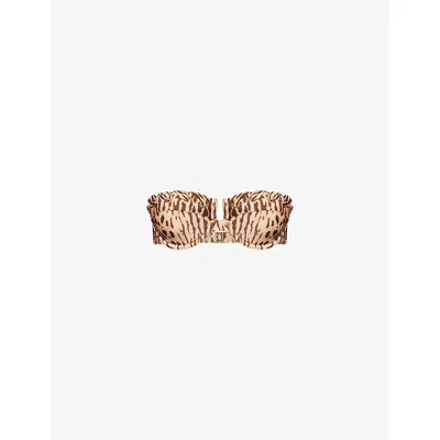 Zimmermann Womens Cascadian Balconette Bikini Top Tan Leopard