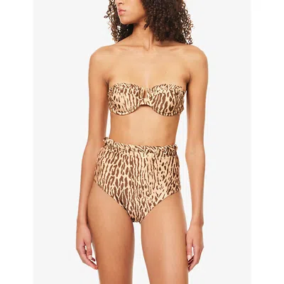 Zimmermann Womens Cascadian Balconette Bikini Top Tan Leopard