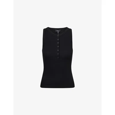 Me And Em And Em Womens Ultimate Ribbed Stretch-cotton Top Black