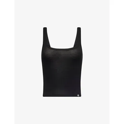 The Couture Club Womens Slub Emblem Wool-blend Vest Top Black