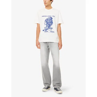 Replay Mens Graphic-print Relaxed Cotton-jersey T-shirt Natural White In White