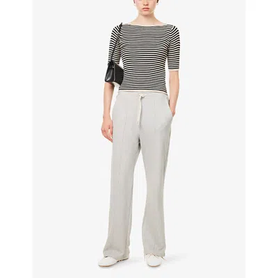 Weekend Max Mara Omens Folk Wide-leg Cotton-blend Jogging Bottoms Light Grey Xl