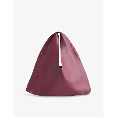 The Row Womens Bindle Small Leather Top Handle Bag Borgogna