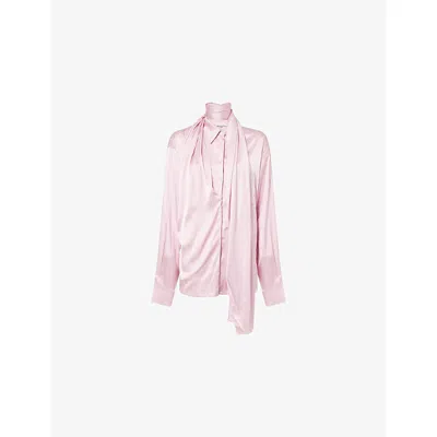 Acne Studios Womens Hanging-panel Long-sleeves Stretch-woven Shirt Pastel Pink In Pink