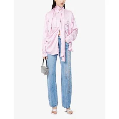 Acne Studios Womens Hanging-panel Long-sleeves Stretch-woven Shirt Pastel Pink In Pink