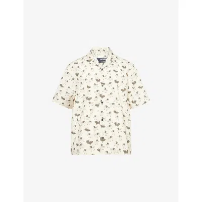Jacquemus Mens La Chemise Jean Graphic-print Cotton Shirt Duck Light Beige Gr In Neutral