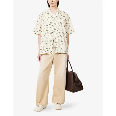 Jacquemus Mens La Chemise Jean Graphic-print Cotton Shirt Duck Light Beige Gr In Neutral