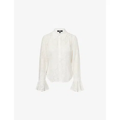 Paige Womens Tahoma Floral-embroidery Silk Shirt White