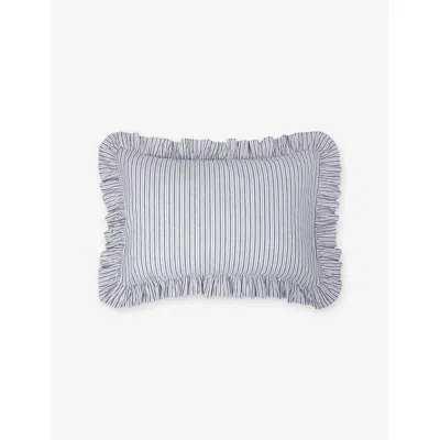The White Company Dorit Striped Cotton Oxford Pillowcase White/blue