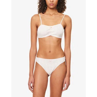 The Nap Co Womens Ru & Rocka X  Pointelle Cotton-jersey Thong Pink