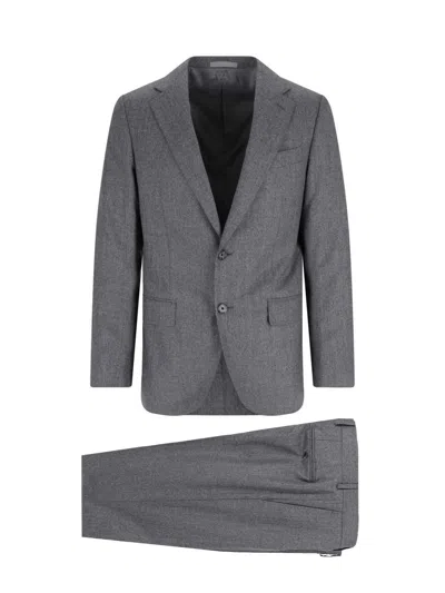 Caruso Tailored Grey Suit With Two-button Blazer In Gray