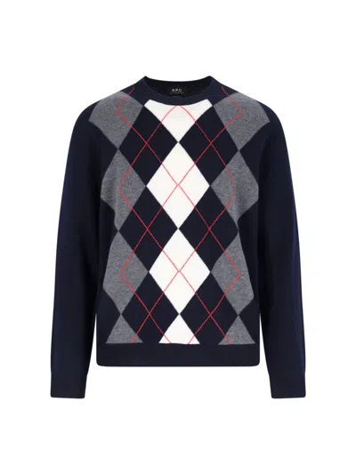 Apc A.p.c. Diamond Pattern Crewneck Sweater In Multi