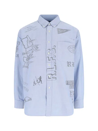 Polo Ralph Lauren Casual Shirt With Graphic Print And Chest Pocket In Blue