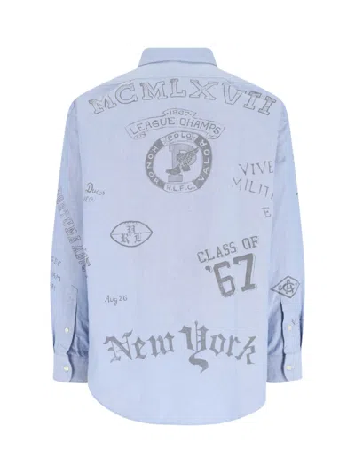 Polo Ralph Lauren Casual Shirt With Graphic Print And Chest Pocket In Blue