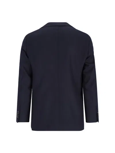 Caruso Tailored Black Herringbone Jacket With Notched Lapel In Black