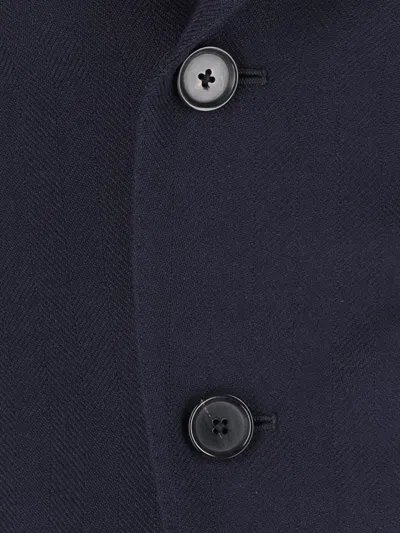 Caruso Tailored Black Herringbone Jacket With Notched Lapel In Black
