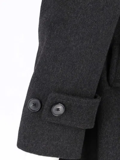Caruso Double-breasted Grey Coat With Notched Lapel In Black