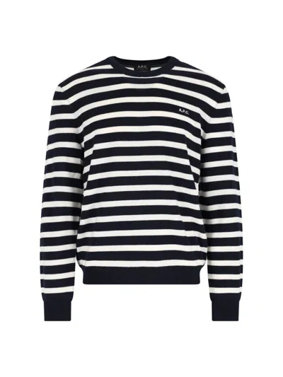 Apc A.p.c. Matthias Stripe Wool Sweater In Black