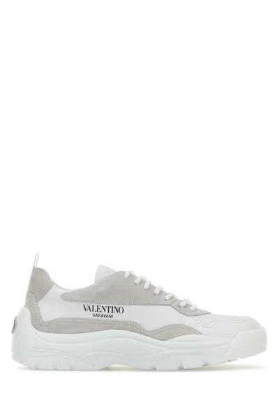 Valentino Two-tone Leather And Suede Gumboy Sneakers In White