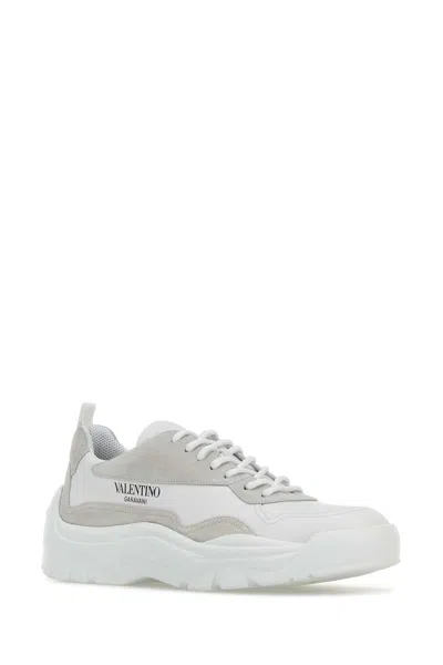Valentino Two-tone Leather And Suede Gumboy Sneakers In White