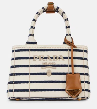 Prada Mini Handbag With Striped Design And Tag In Multi