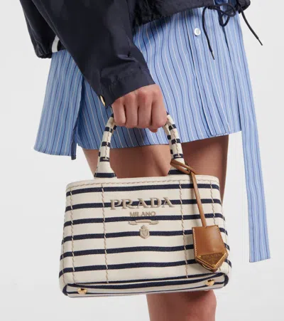 Prada Mini Handbag With Striped Design And Tag In Multi