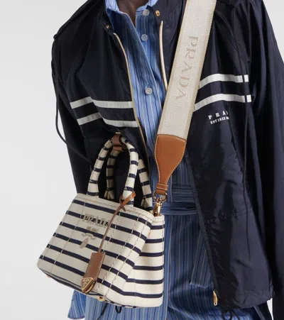 Prada Mini Handbag With Striped Design And Tag In Multi