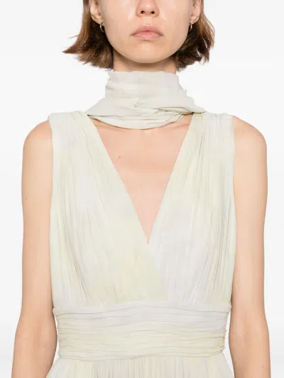 Elie Saab Printed Chiffon Long Dress In Neutral