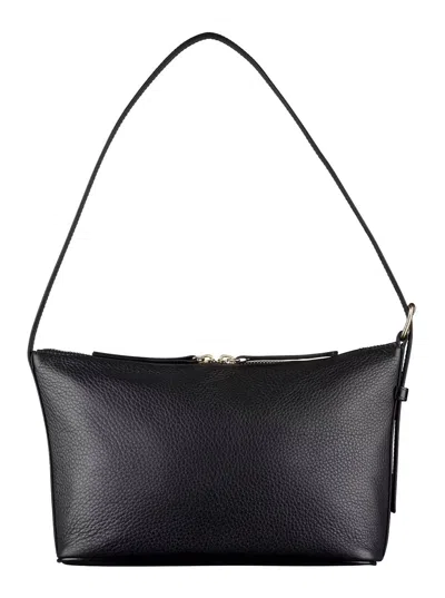 Apc A.p.c. 'vera' Black Shoulder Bag With Embossed Logo Lettering On The Front And Adjustable Shoulder S